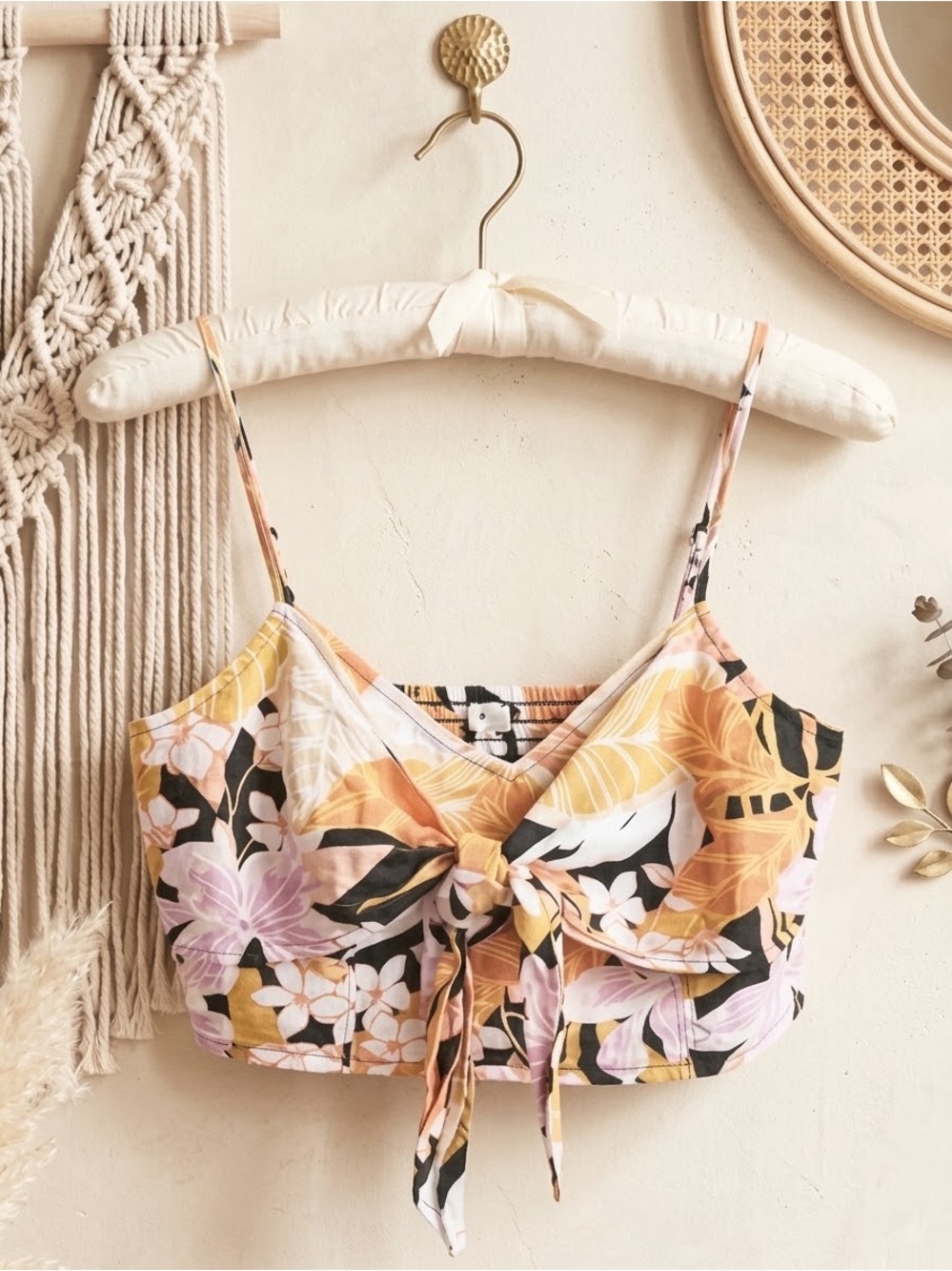 Aerie Floral Tie-Front Cropped Multicolor Cami